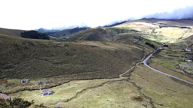 View of Chimborazo Lodge up of the hill