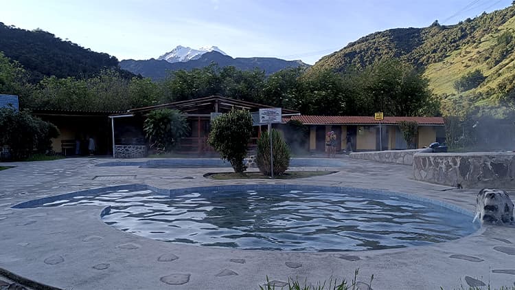 View of the volcano Antisana from the hot Springs of Papallacta