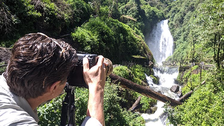 The Peguche Waterfall, located 10 minutes from Otavalo is considered a sacred place for the local indigenous people. 