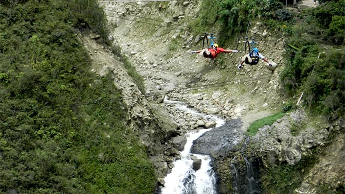 Baños-Zip line at Manto de la Novia waterfall