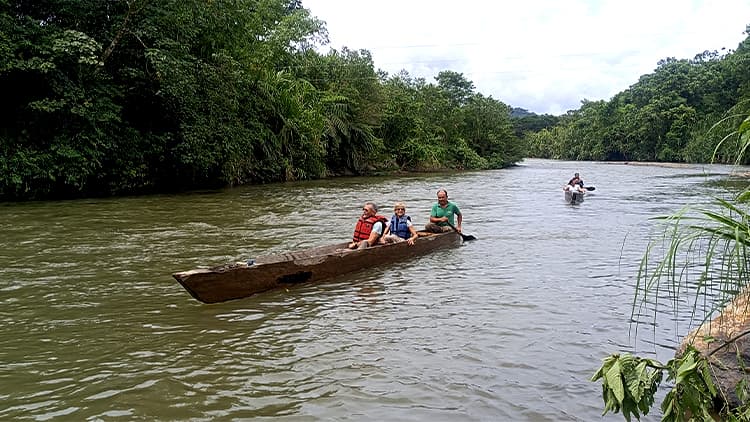 Ride boar at Puyo river in the Amazon Rain Forest